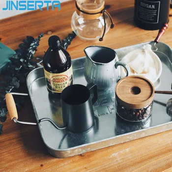 

JINSERTA Rectangular Metal Antique Serving Tray Retro Fruit Bread Cake Snack Breakfast Plate Desktop Sundries Tray with Handle