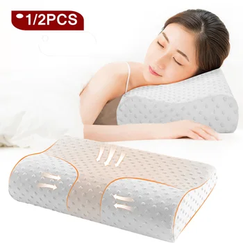 

Urijk 1/2pcs Memory Foam Pillow Orthopedic Pillow Cervical Health Care Latex Neck Pillow Slow Rebound Pillow Massager 3 Colors