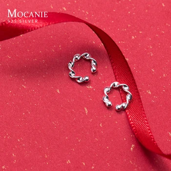 

Mocanie Genuine 925 Sterling Silver Simple Geometric Twist Clips Earring for Women Girl Anti-Allergy Earring Fine Jewelry Bijoux