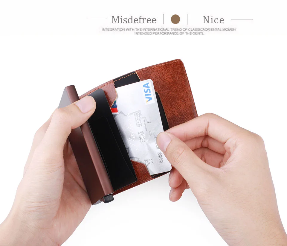 RFID тонкий бумажник для карт для мужчин и женщин из искусственной кожи тонкий ID держатель для карт мини тонкий автоматический всплывающий кошелек для кредитных карт