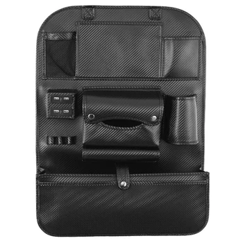 

Car Seat Back Bag Organizer Car 4 Usb Charger Storage Leather Travel Multifunction Pocket Stowing Tidying Auto Accessories(Carbo