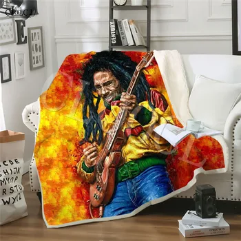 

Reggae Creator Bob Marley Sofa Travel Bedding Pattern 3D Fluffy Blanket Bedspread Boy Girl Plush Blanket Decorative Sofa Blanket