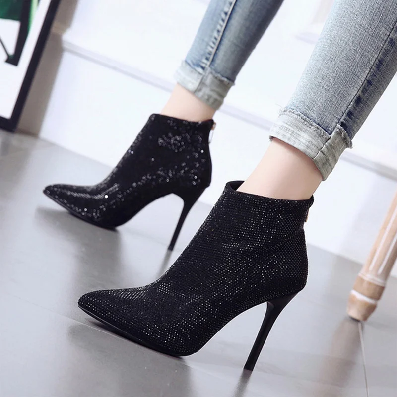 

New Autumn Woman Thin High Heels Women Pointed Toe Zip Shoes Female Solid Sewing Platform 2019 Ladies Sexy Fashion Shoes