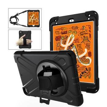 

BuzzLee for iPad mini 5 Multifunction tablet Kids Safe Shockproof Heavy Duty Silicone+PC Kickstand Case w/ Wrist+Shoulder Strap