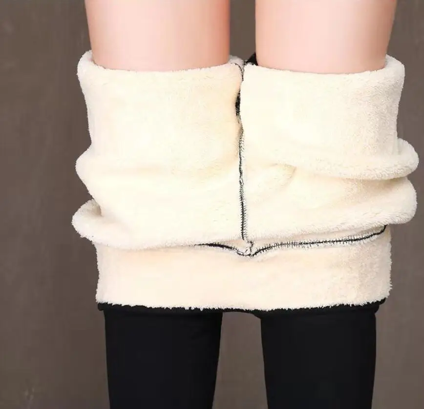 hot sale Warm Women's Plus Velvet Winter Leggings Ankle-Length Keep Warm Solid Pants High Waist Large Size Women Leggings