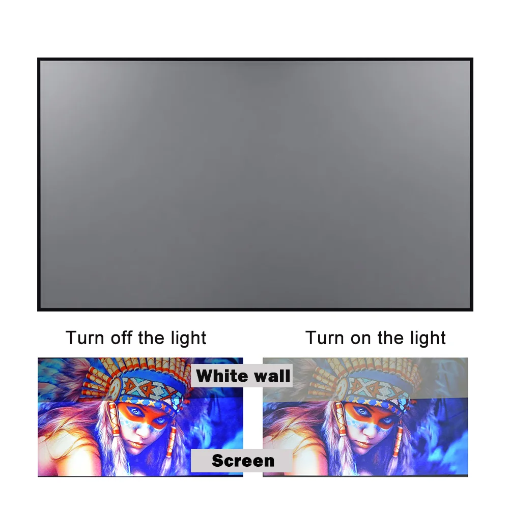 

Projector Screen 60 72 84 100 120inch Reflective Fabric Projection Screen For XGIMI H3 Z6 H2 JMGO Xiaomi YG300 Espon Beamer
