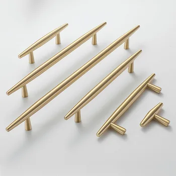 

50-290mm Kitchen Cabinet Handles Gold Brass Bathroom Cabinet Handle Drawer Pulls Nordic Furniture Door Knobs For Dresser Closet
