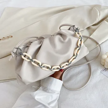 

Color Chain Cloud Bags Small PU Leather Crossbody Bags for Women 2020 Solid Color Shoulder Handbags Female Cross Body Bag