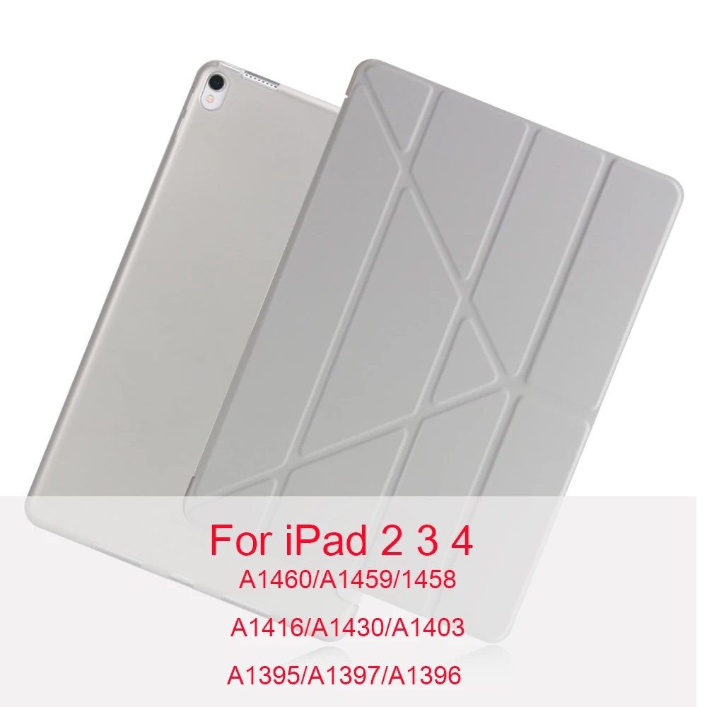 Плоский кронштейн кожаный чехол для Apple iPad 6 5 4 3 2 Air 1 2 чехол для iPad Air1 Air2 складной чехол PU защитный чехол - Цвет: Grey