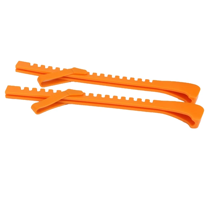 

1 Pair Plastic Ice Hockey Skate Blade Guards Covers Adjustable (Orange)