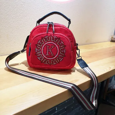 Red 20cmx20cmx10cm Женские Наплечные мини сумки с буквенным принтом женские сумочки с кристаллами черные красные круглые винтажные сумки новые женские маленькие сумки через плечо - Цвет: Red 20cmx20cmx10cm