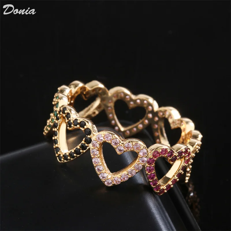 

Donia jewelry Fashion love ring European and American new AAA zircon love ring personality heart-shaped hollow ring