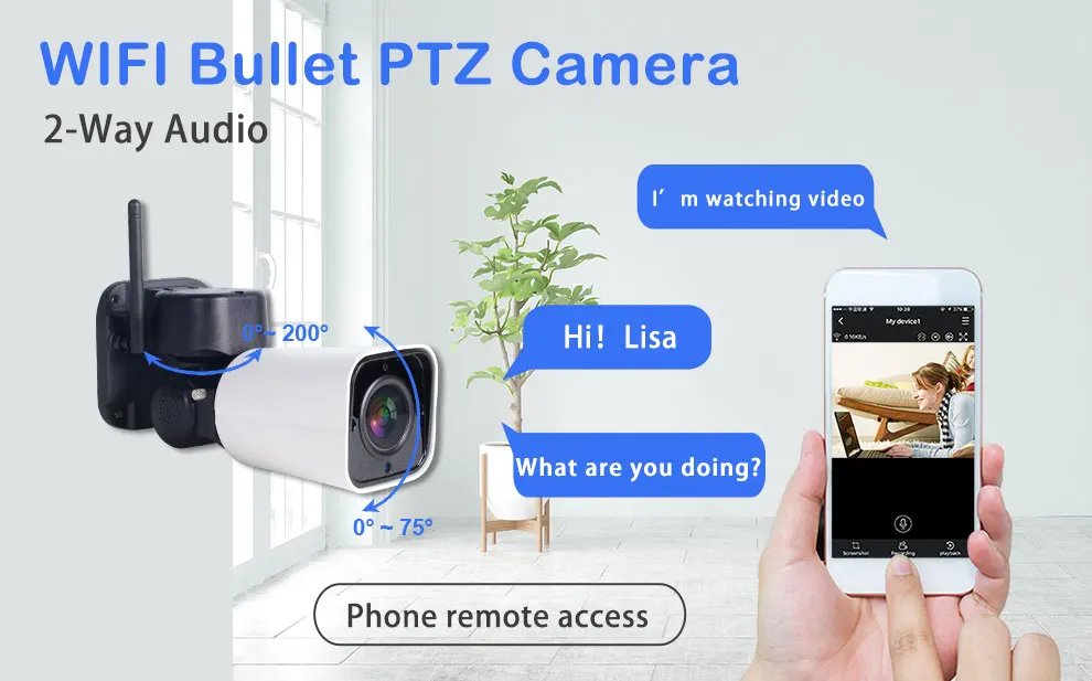 1080P wifi Пуля IP камера панорамирование наклон 4X зум Беспроводная PTZ камера 2MP IR50M 2 способа аудио SD TF запись P2P Обнаружение движения легко