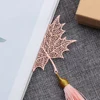 1 Pc Chinese Style Metal Bookmark Creative Leaf Vein Rose Gold Hollow Maple Leaf Fringed Apricot Leaf Bookmark Meaningful Gifts ► Photo 3/6