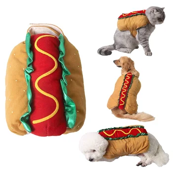 

Funny Pet Dog Cat Clothes Hot Dog Hamburger Cosplay Puppy Halloween Dog Costume Outfit for Small Medium Dog Cat pet Costumes