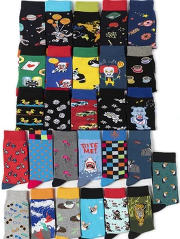 

New Mens Cotton Socks Personality Novelty Happy Funny Animals Flower Cartoon Sock breathable Sweat Deodorant Anti-friction