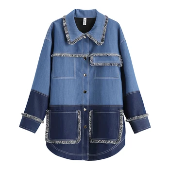 

ZCSMLL 2020 New Spring Turn-down Collar Blouse Women Korean Fashion Loose Big Size Patchwork Female Shirt Tide TM1196