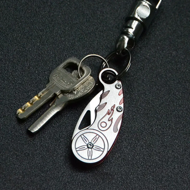 NEW keychain mini folding pocket knife D2+3CR steel+material Key survival tactical training knives EDC samll multi box kit tool