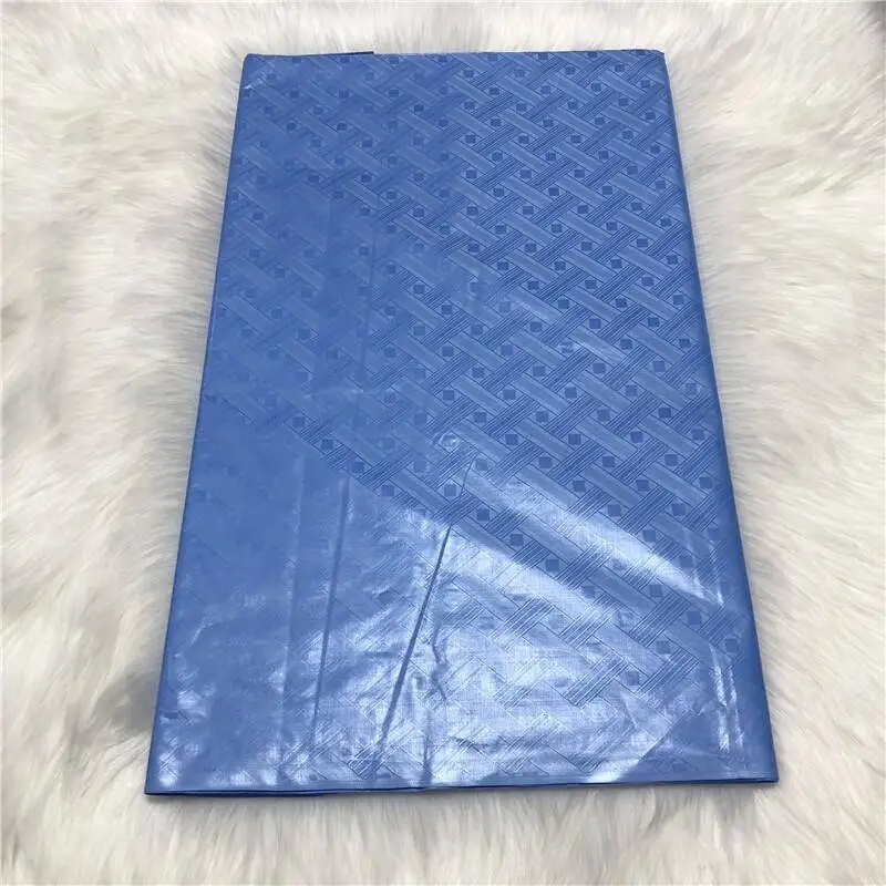 Небесно-голубой 5 ярдов Базен Riche ткань высокого качества жаккард морская парча хлопок блестящий Базен riche