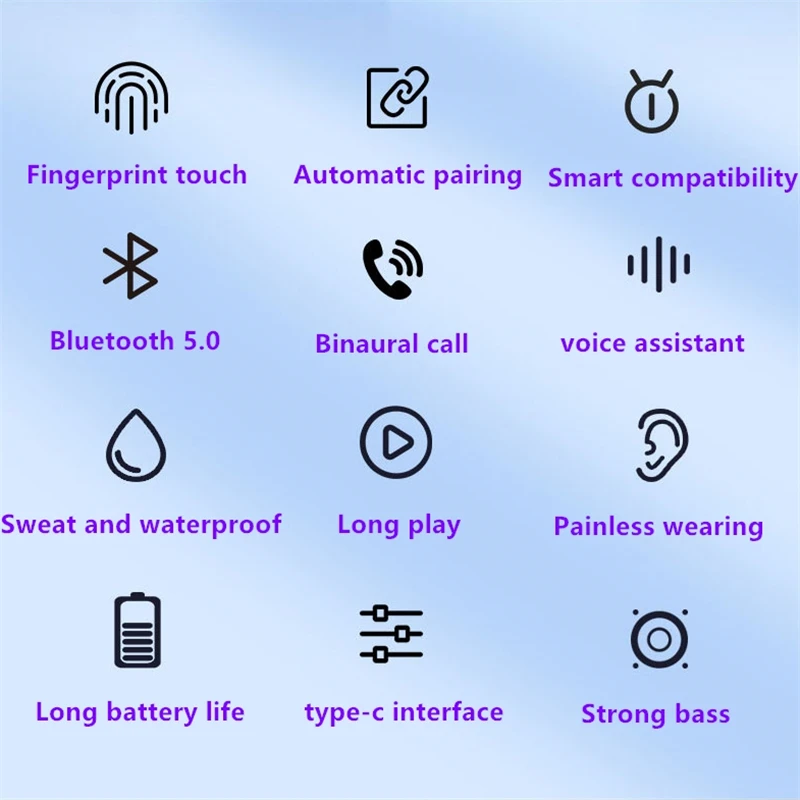 2020 Bass Bluetooth Earphone Noise Reduction HIFI Stereo Wireless Headphones Touch Earplugs For Smart Phones PK i90000pro TWS