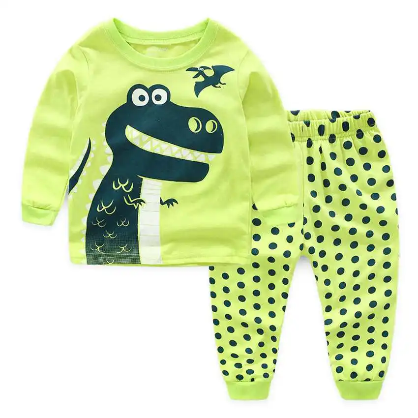 Autumn Child Pajama Cartoon Excavator Pyjamas Set Kids Pijama Infantil Boys Nightwear Cotton Girls Long Sleeve Sleepwear Suit cheap plus size pajama sets