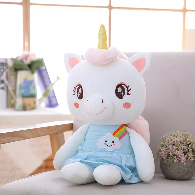 Kawaii Мультфильм плюшевая игрушка единорог детские мягкие игрушки мягкие игрушечные животные кукла для детей фигурки лошадей украшение комнаты подарок для девочки - Цвет: blue