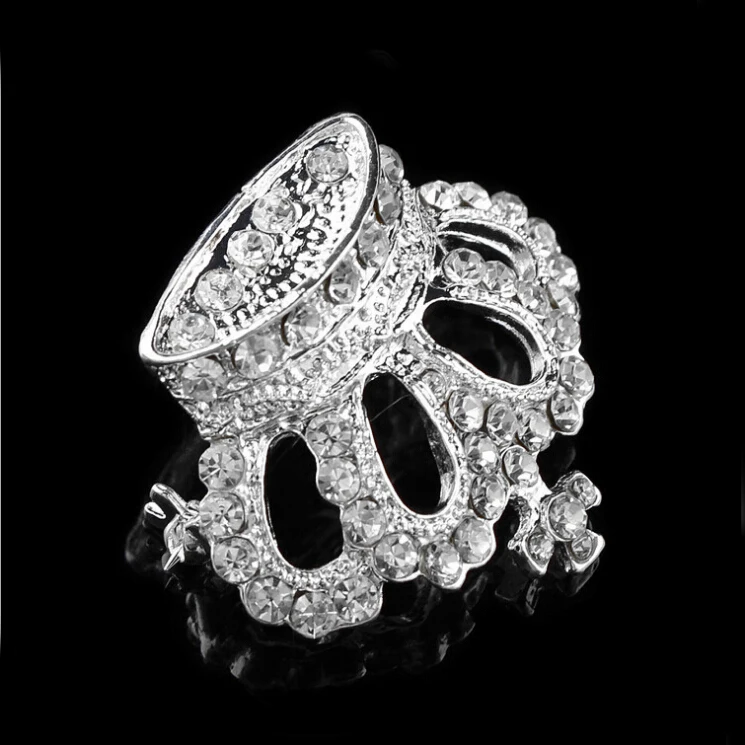 Silver Shiny Crystal Rhinestone Crown Brooch Pin Wedding Favor Xmas Gift