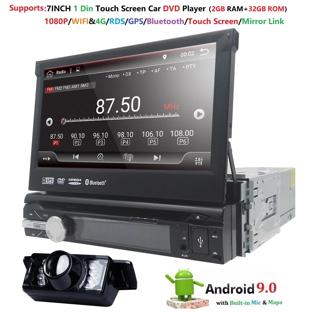

Universal 1 din Android 9.0 Quad Core Car DVD player GPS Wifi BT Radio BT 2GB RAM 32 GB ROM Steering wheel RDS