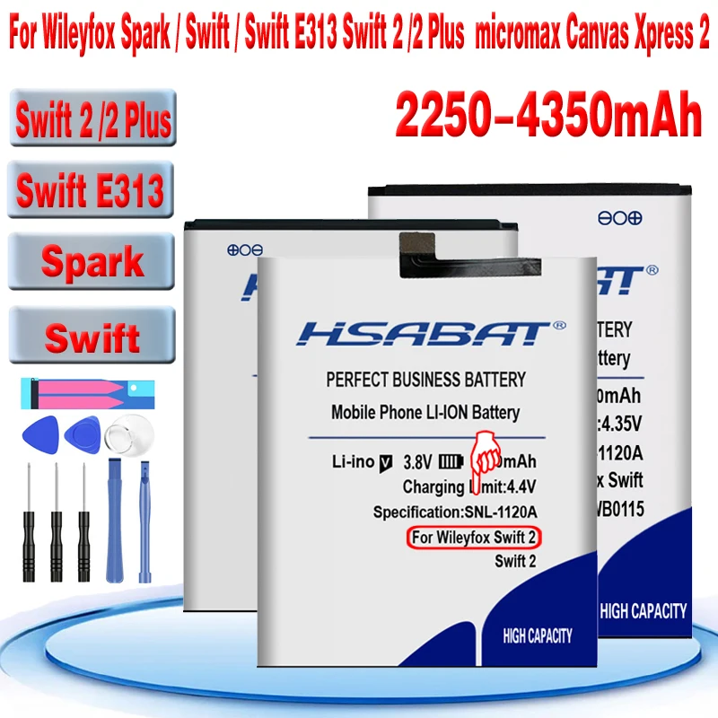 Аккумулятор HSABAT SPB0116 SWB0115 для Wileyfox Spark / Swift E313 2 /2 Plus micromax Canvas Xpress 2|Аккумуляторы