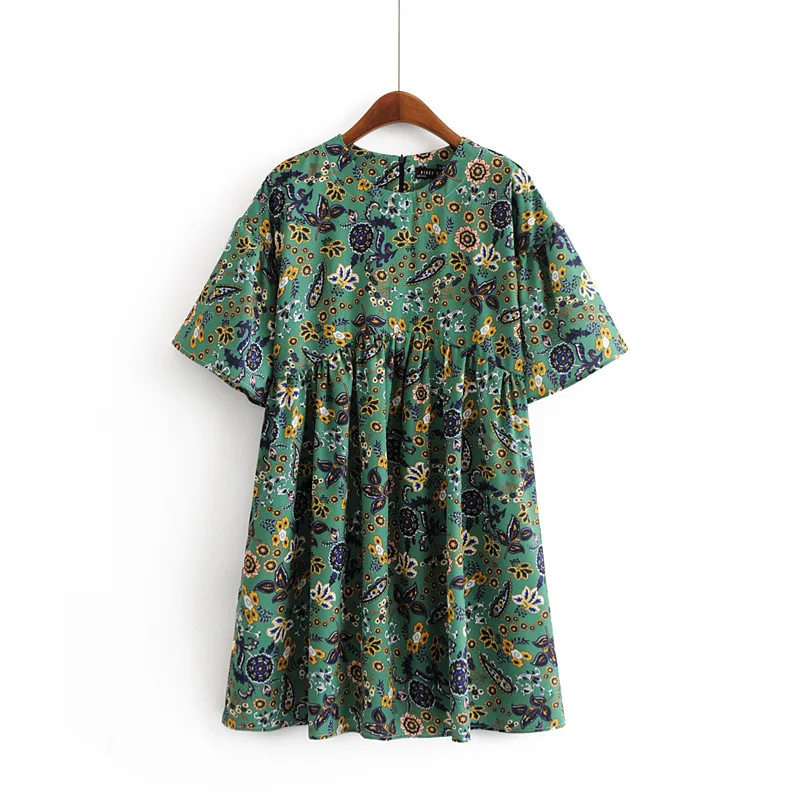 

2018 Western Style Spring And Summer WOMEN'S Dress New Style Holiday Beach Skirt Green Cover Meat hua bao xiu Doll Models Dress