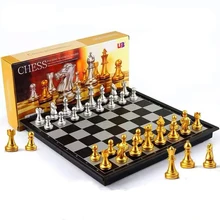 Ouro prata medieval conjunto de xadrez placa dobrável quebra-cabeça xadrez figura define szachy verificador desenvolvimento de inteligência placa magnética