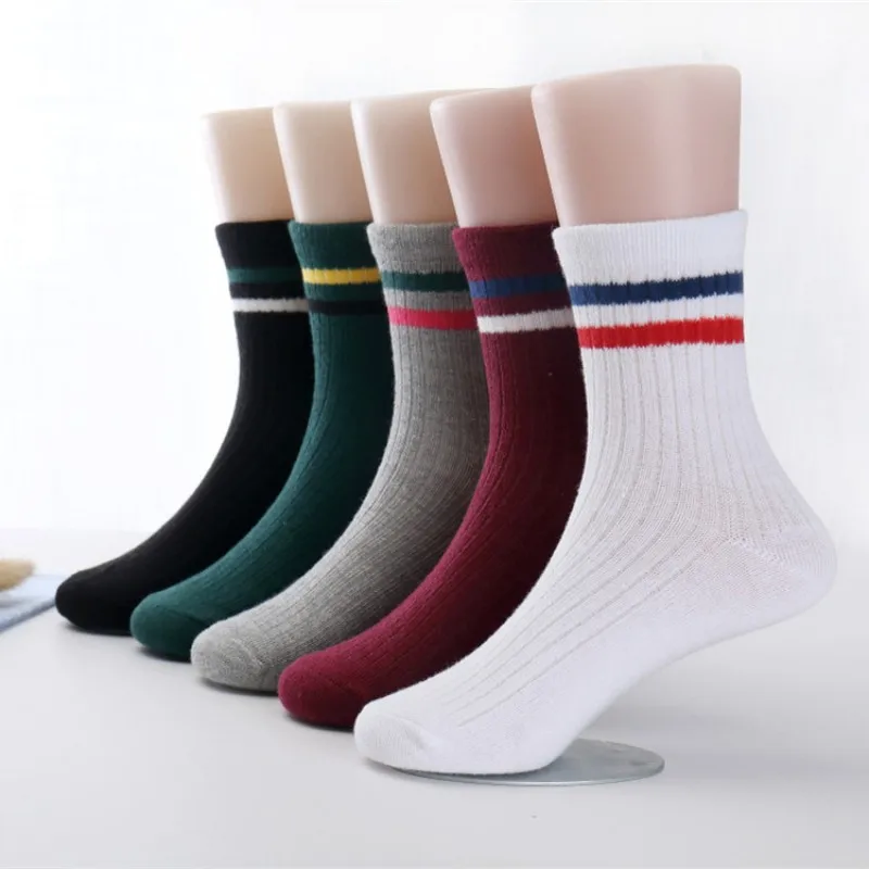 Girls Socks Kids Boys Stripes Winter Cotton Fashion New Autumn 3-12-Year