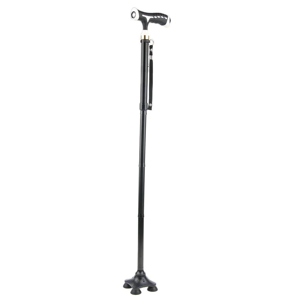 LED Foldable Walking Cane Lightweight Adjustable Walking Stick for Elderly Women Men Black