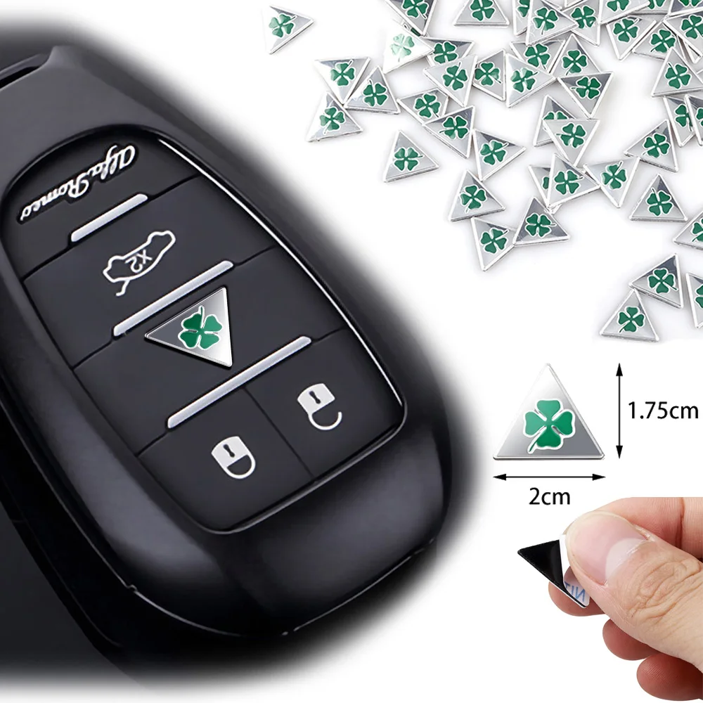 5/10/15PCS Green Four Leaf Clover Aluminum Car Key Badge Emblem Logo Replacement For Alfa Romeo GT Giulia Giulietta Stelvio Mito |