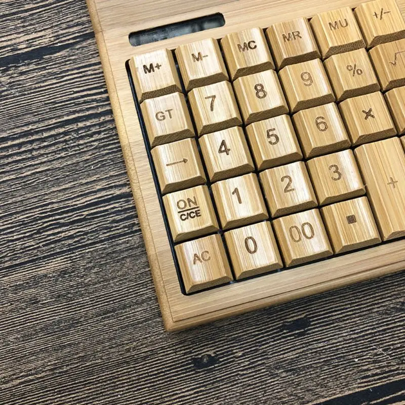 Functional Desktop Calculator Solar Power Bamboo Calculators with Large Display AXYF 3