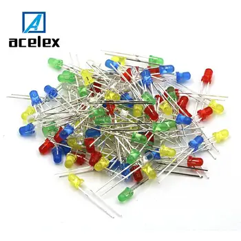 

100pcs 3mm LED Light Assorted Kit DIY LEDs Set White Yellow Red Green Blue 5kinds X 20pcs=100pcs