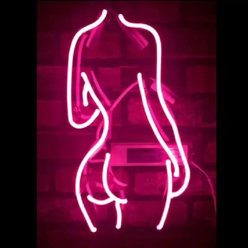 Custom Pink Lady's Back Glass Neon Light Sign Beer Bar