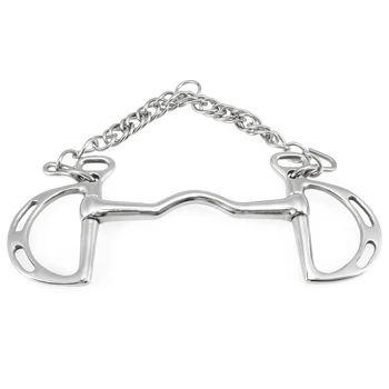 

127mm/135mm Horse Bit Stainless Steel Low Port Bit Pelham Bit With Hooks & Curb Chain Low Port Mouth Riding Bit