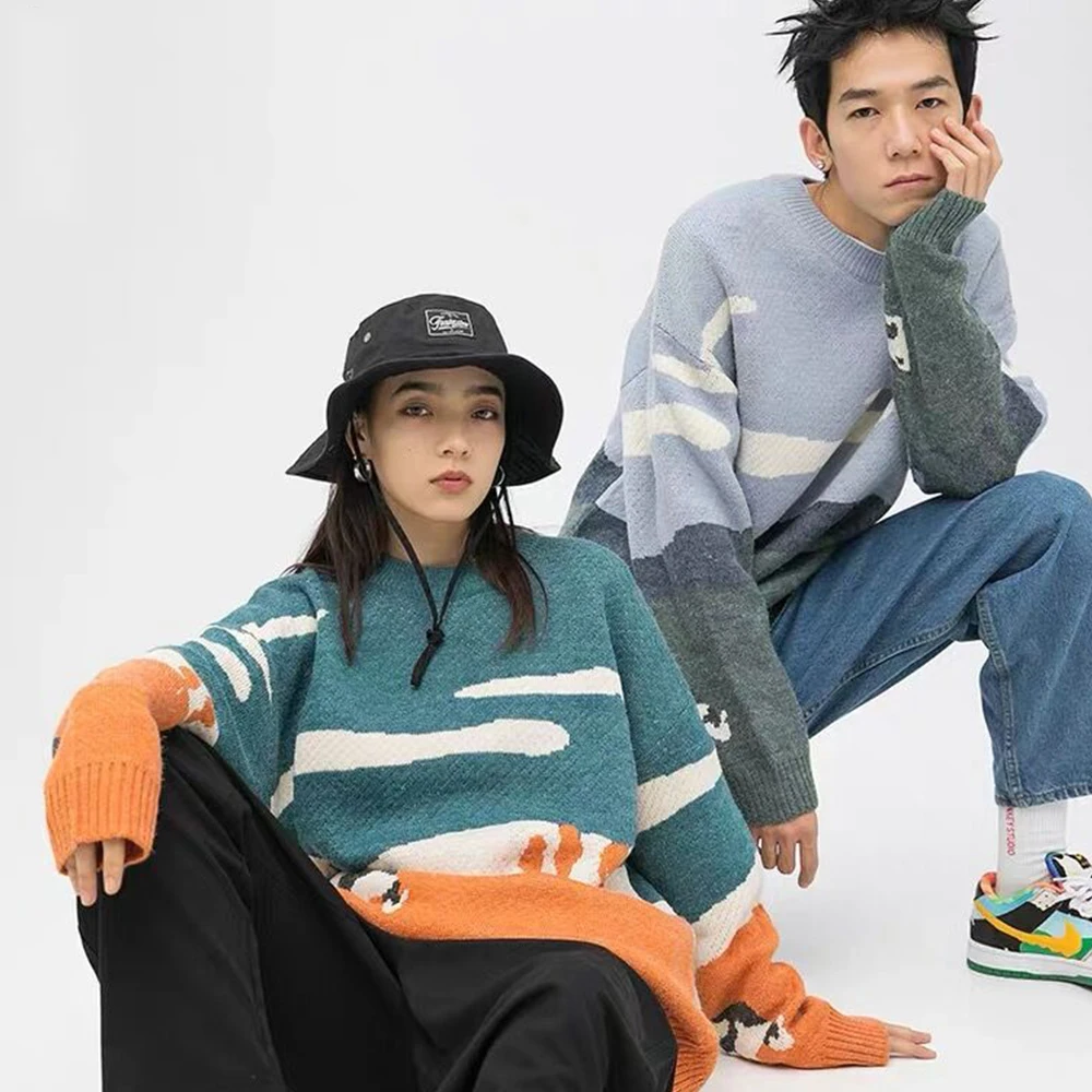 Cow Prairie Knitted Sweater Harajuku 