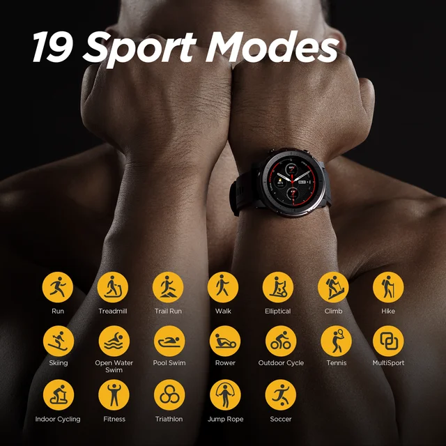 IN Stock Global Version New Amazfit Stratos 3 Smart Watch GPS 5ATM Music Dual Mode 14 Days Smartwatch For Android 2019 3