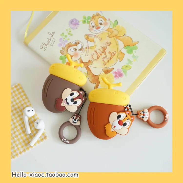 

Cartoon Cute squirrel Earphone Case for Airpods 1 2 Accessories Protect Cover with Finger Ring Strap