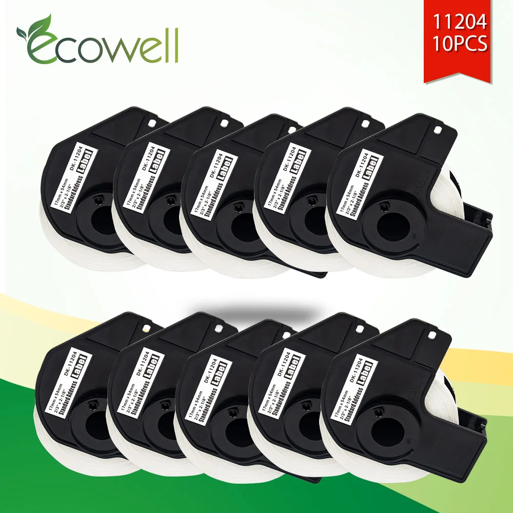 Ecowell 10 рулонов DK-11204 4000 шт. лента для этикеток 17 мм * 54 Совместимость принтера Brother