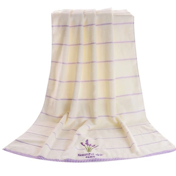 

70X140cm Embroidered Lavender Aromatherapy Bath Hand Face Towels Sheet Washcloth(White)