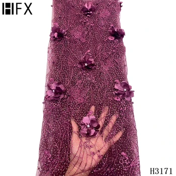 

Pearl Flower Applique Africa Lace Fabric 2020 French Net Lace Fabric for Party Dresses 3D Flower Lace Tulle Mesh Fabric F3171