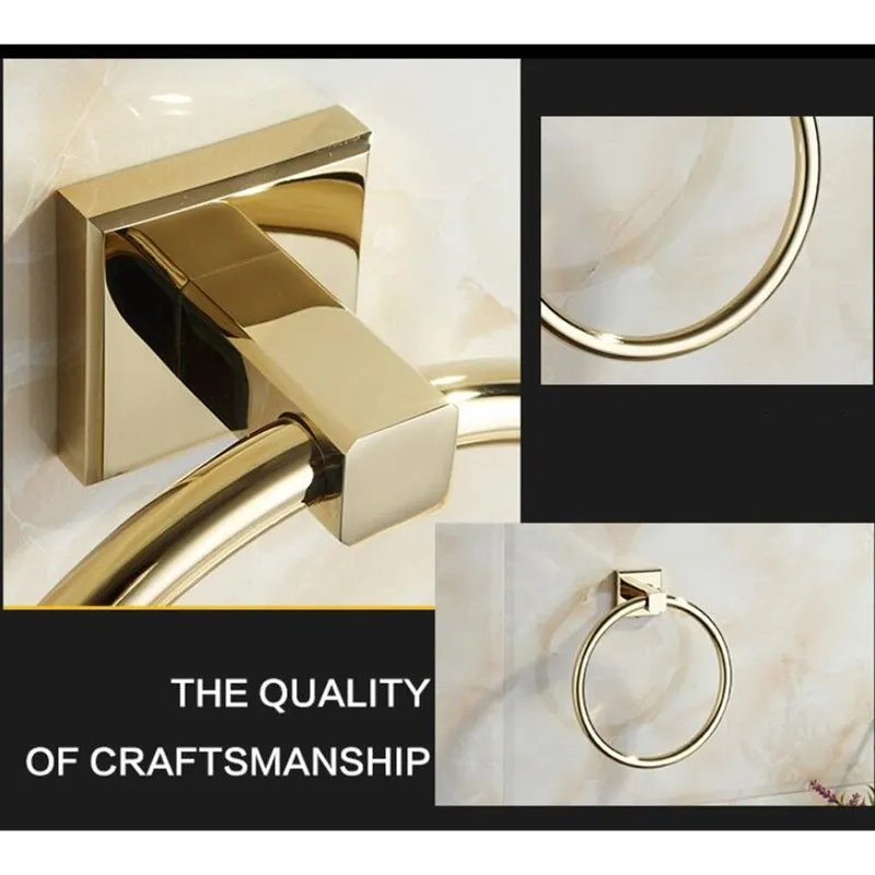 Vidric Towel Ring Total Brass Gold Bathroom Towel Ring Hanger Storage Shelf Bathroom Accessories Towel Rack