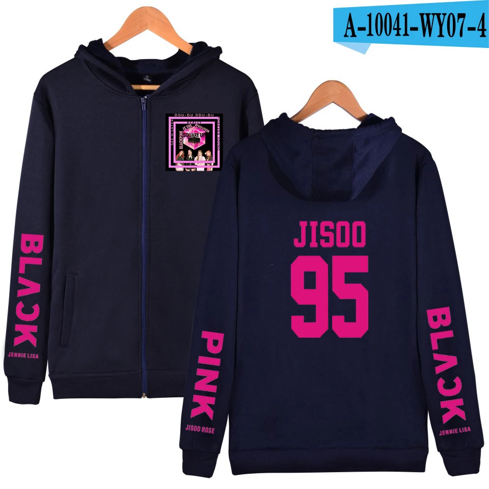 LUCKYFRIDAYF черный розовый член Jisoo Мода Унисекс Женская толстовка на молнии теплая Модная толстовка хип хоп одежда плюс 4XL - Цвет: navy blue