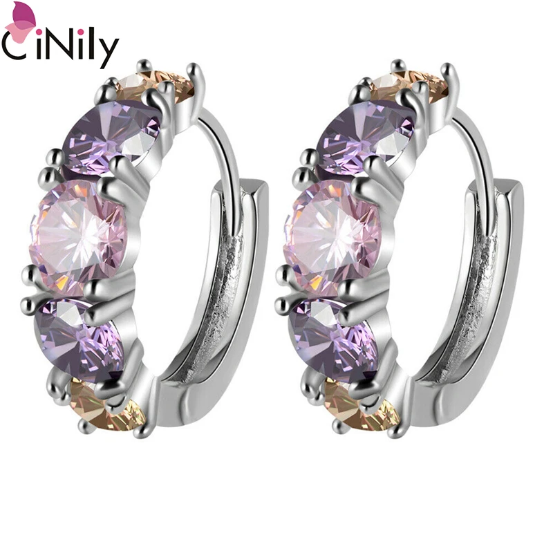 Женские серьги-кольца CiNily FH8944 разноцветные серебряные серьги для свадебной
