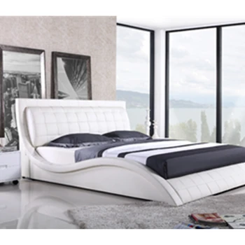 

Geunine leather King size bed and sofa solid wood furniture multi-functional bedroom set