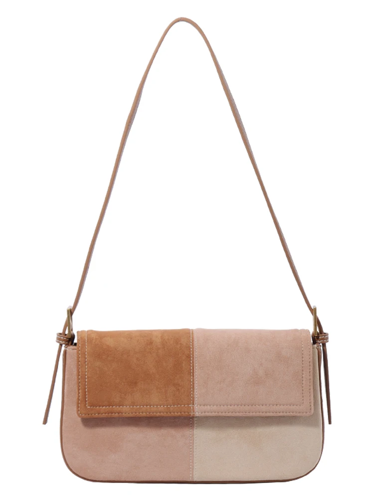

Bag Women's Tide Brand 2021 Autumn and Winter New Retro High Sense Suede Frosted Stitching Shoulder Bag Messenger Bag Tide