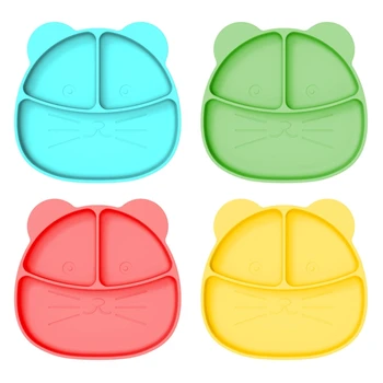 

Infant Learning Feeding Dish Tableware Food Grade Silicone Child Dinner Plate Cartoon Lion Baby Divided Suction Bowl